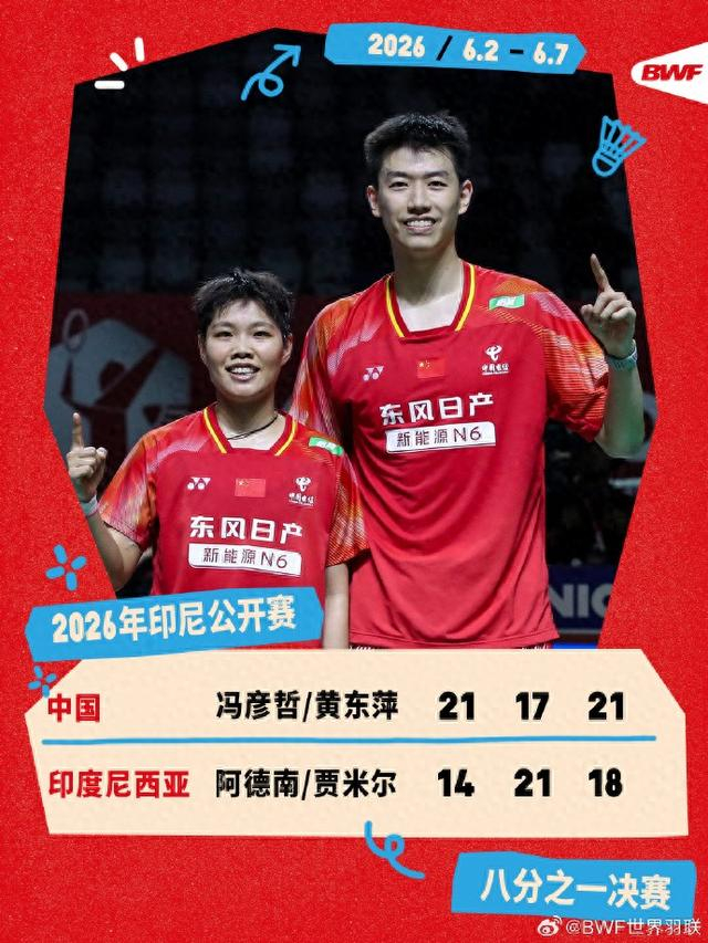 比分预测-印尼羽毛球公开赛次轮：冯彦哲/黄东萍晋级下一轮|贾米尔|阿德南|阿德南·毛拉纳|凤凰组合|世界羽联_新浪新闻
